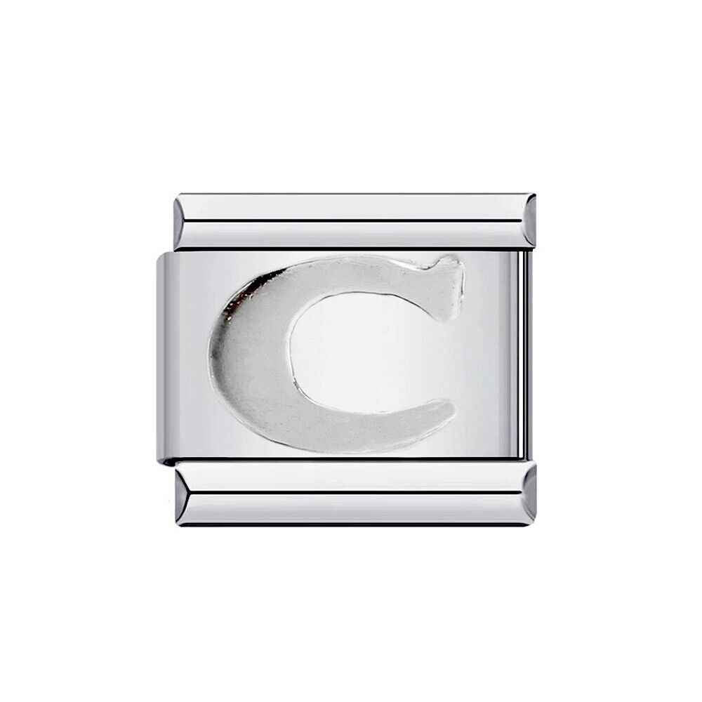 Silver letter C charm from alphabet italian charms collection by Pami Charms