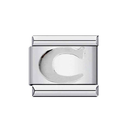 Silver letter C charm from alphabet italian charms collection by Pami Charms