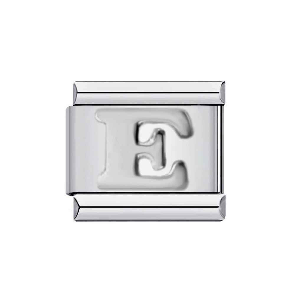Silver letter E charm from Pami Charms alphabet italian charms collection