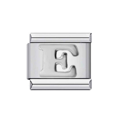 Silver letter E charm from Pami Charms alphabet italian charms collection