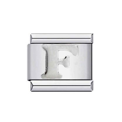 Silver letter F charm from Pami Charms alphabet italian charms collection