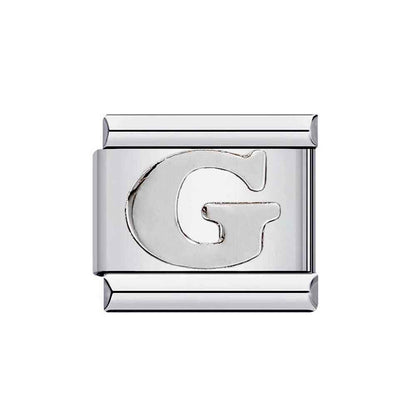 Silver letter G charm from alphabet italian charms by Pami Charms with polished finish