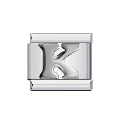 Silver letter K charm from alphabet italian charms by Pami Charms with polished finish