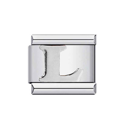 Silver letter L charm from Pami Charms alphabet italian charms collection