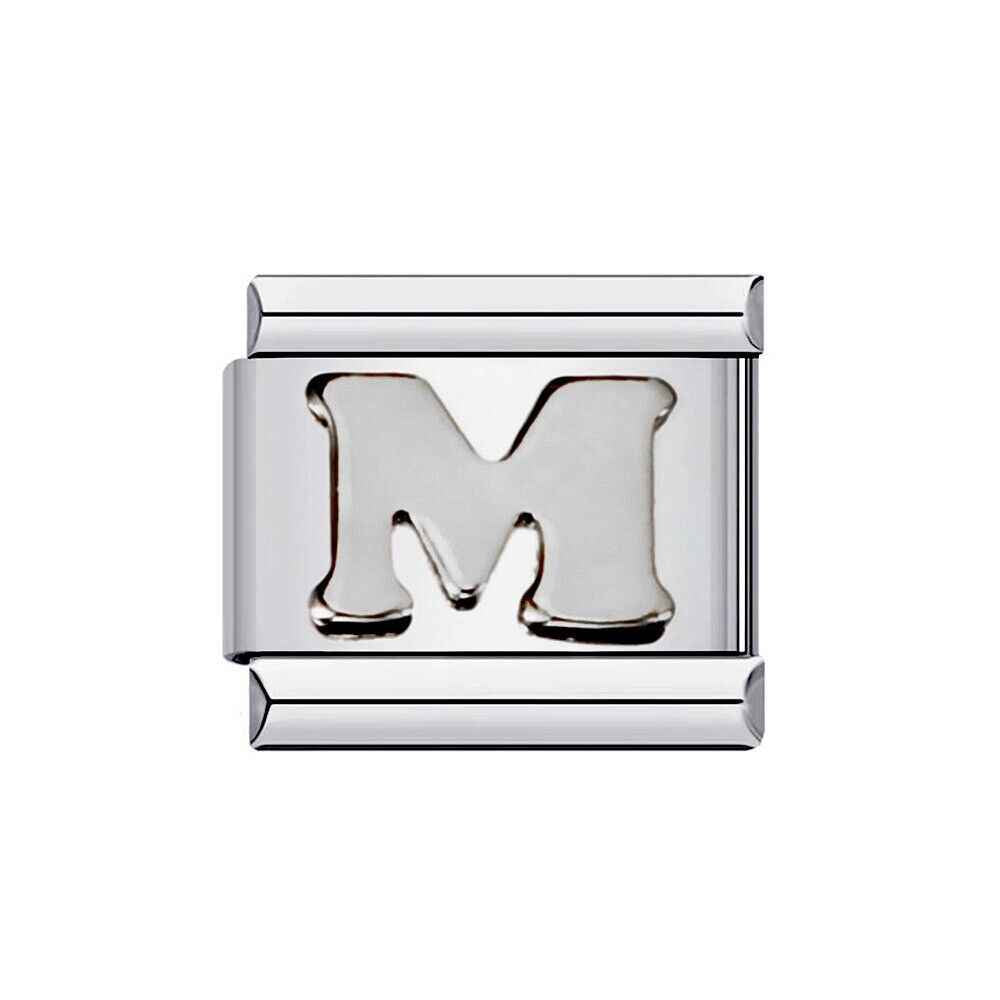 Silver letter M alphabet italian charms by Pami Charms with polished finish