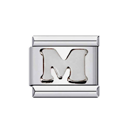 Silver letter M alphabet italian charms by Pami Charms with polished finish