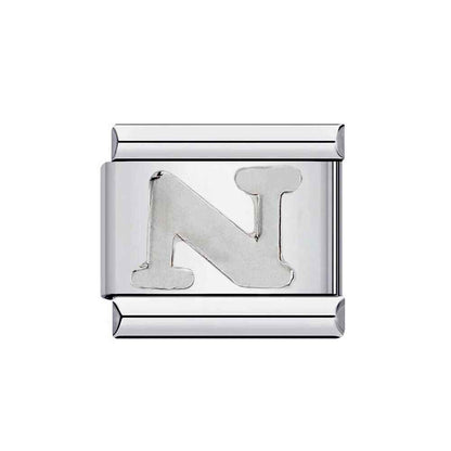 Pami Charms silver stainless steel alphabet italian charms letter N charm link