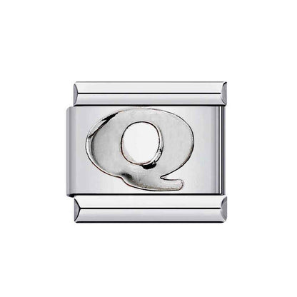 Pami Charms silver letter Q charm from alphabet italian charms collection for customizable jewelry
