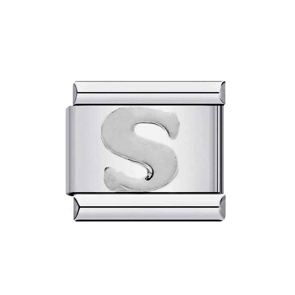 Silver letter S charm from alphabet italian charms by Pami Charms for customizable jewelry