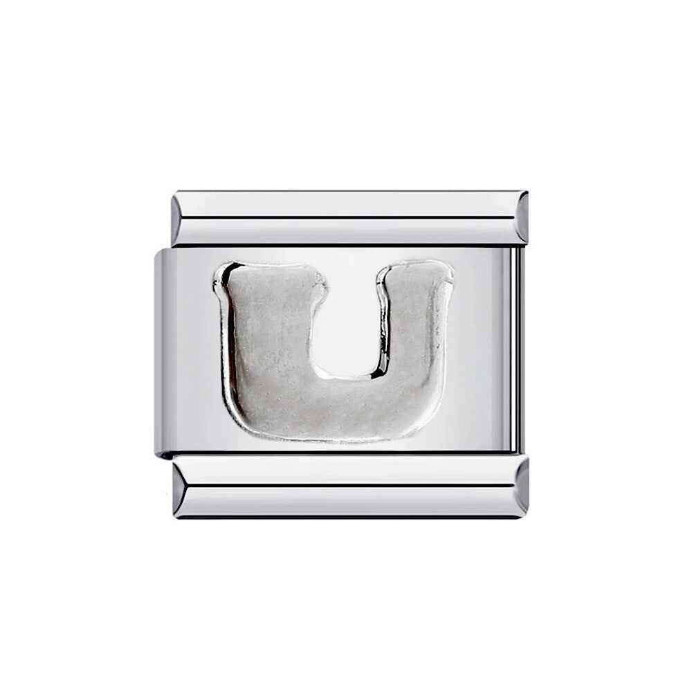 Pami Charms silver letter U from alphabet italian charms collection for customizable jewelry