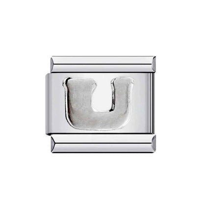 Pami Charms silver letter U from alphabet italian charms collection for customizable jewelry