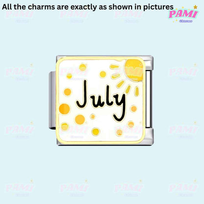 July birth month Italian charm with yellow sun and polka dots from Pami Charms