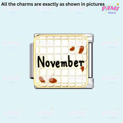 November birth month italian charms by Pami Charms with gold and silver detailing