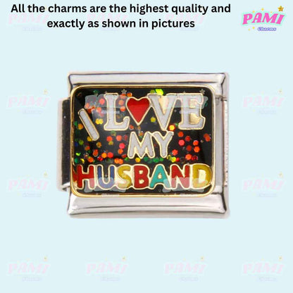 Pami Charms family italian charms I love my husband charm with colorful letters