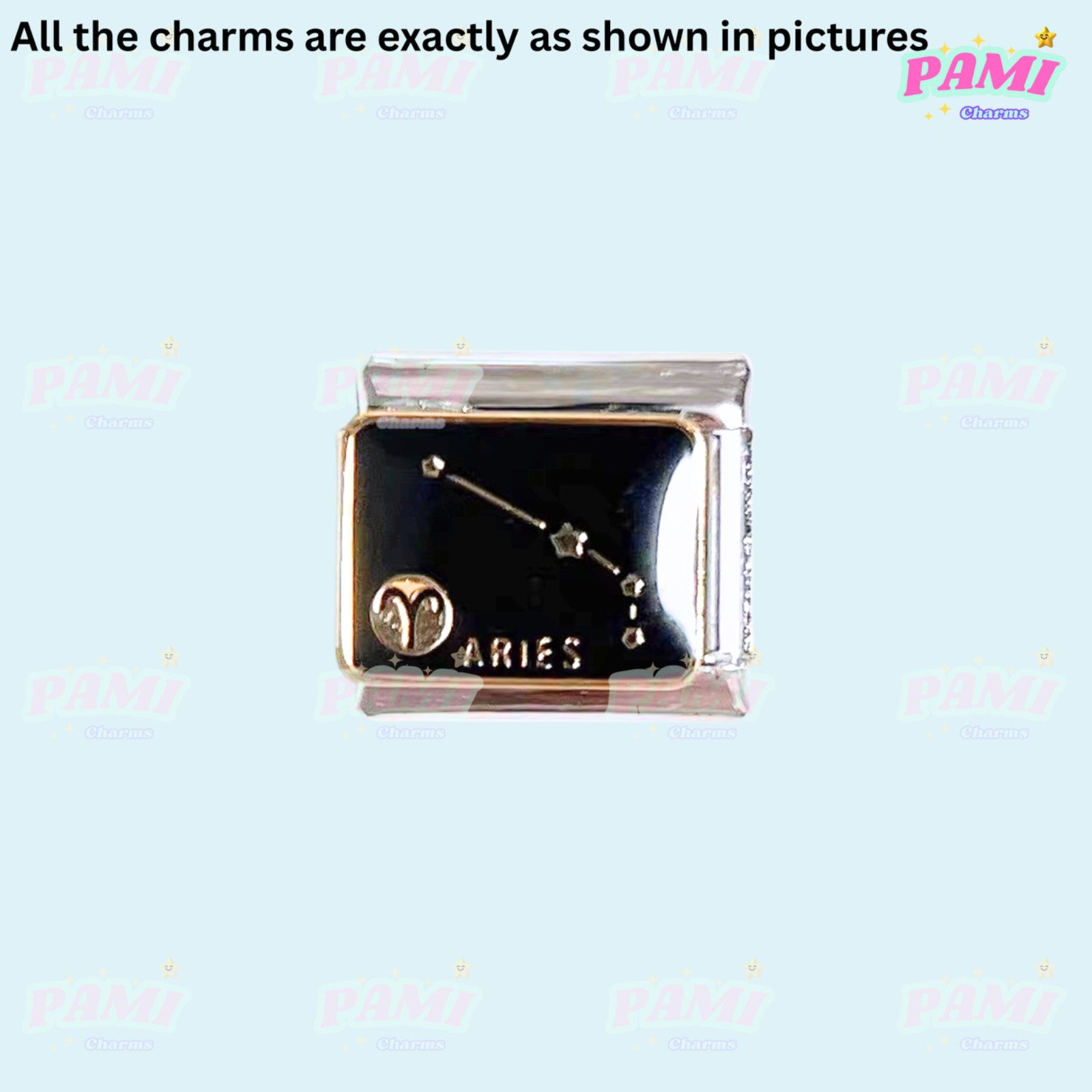 Pami Charms Aries Italian Charm with Zodiac Constellation Design for Personalised Jewellery