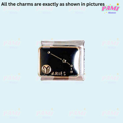 Pami Charms Aries Italian Charm with Zodiac Constellation Design for Personalised Jewellery