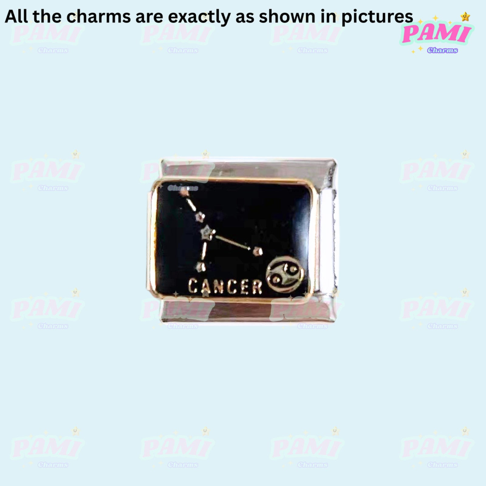 Pami Charms Cancer Zodiac Italian Charm with Constellation Design and Symbol
