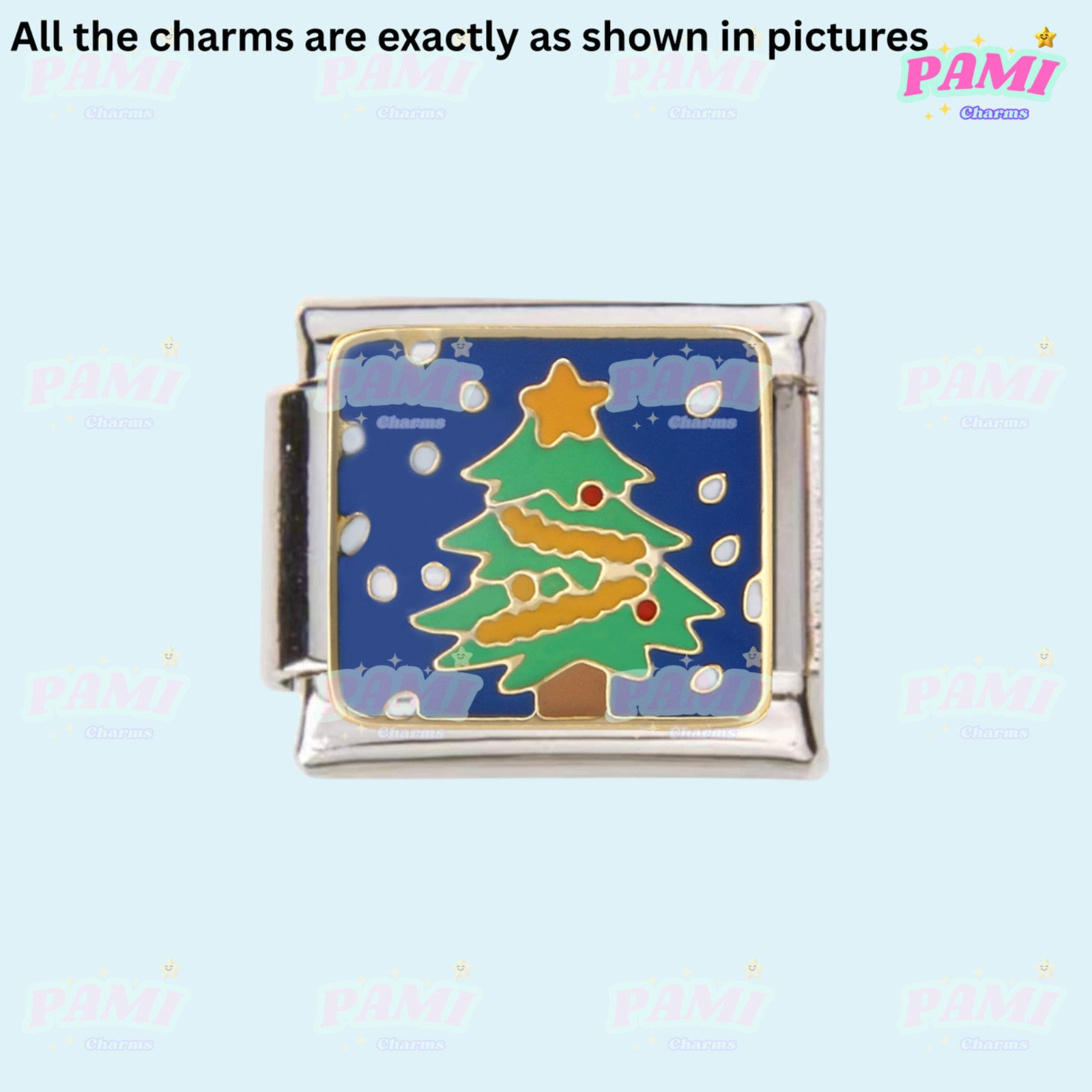 Pami Charms Italian charm featuring a colourful Christmas tree design with festive accents