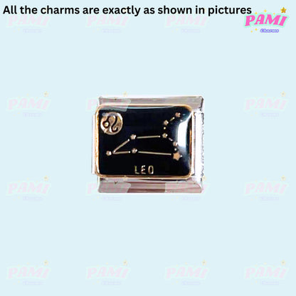 Pami Charms Italian charm featuring the Leo zodiac sign with constellation design