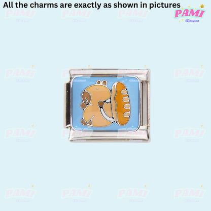 Cute Italian Charm featuring a playful Capybara design on a blue background