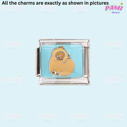 Pami Charms Italian Charm featuring a cute bear design on a blue background