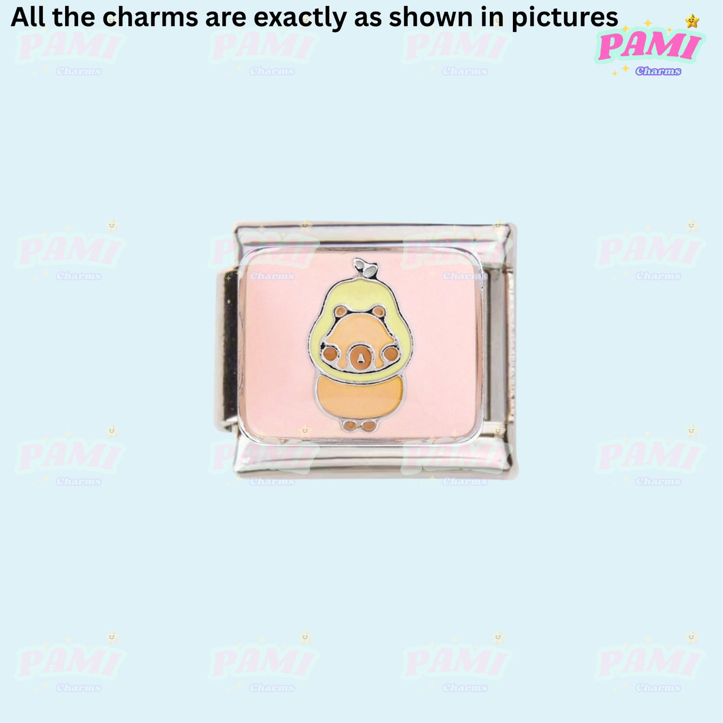 Pami Charms Cute Capybara Design Italian Charm in Silver Setting for Bracelets