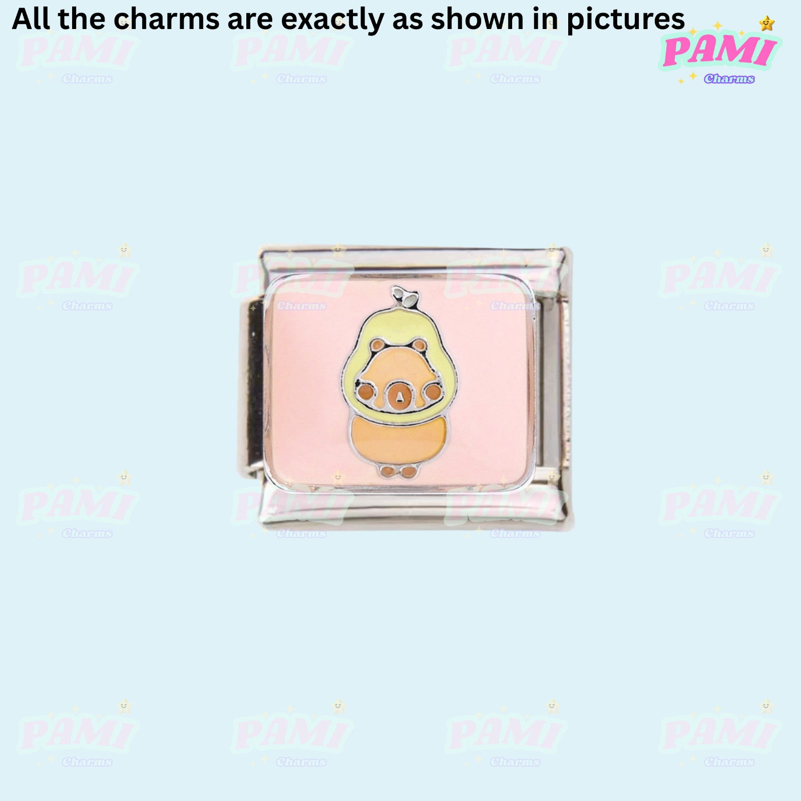 Pami Charms Cute Capybara Design Italian Charm in Silver Setting for Bracelets
