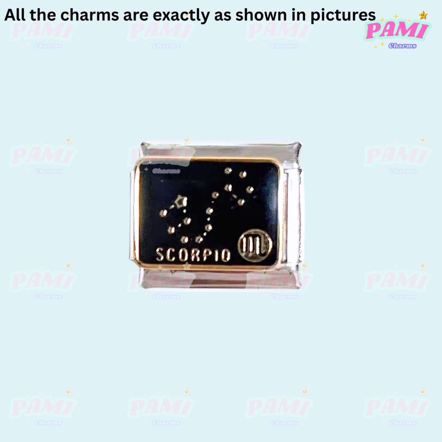 Pami Charms Scorpio Italian Charm with Astrological Design and Sparkling Accents