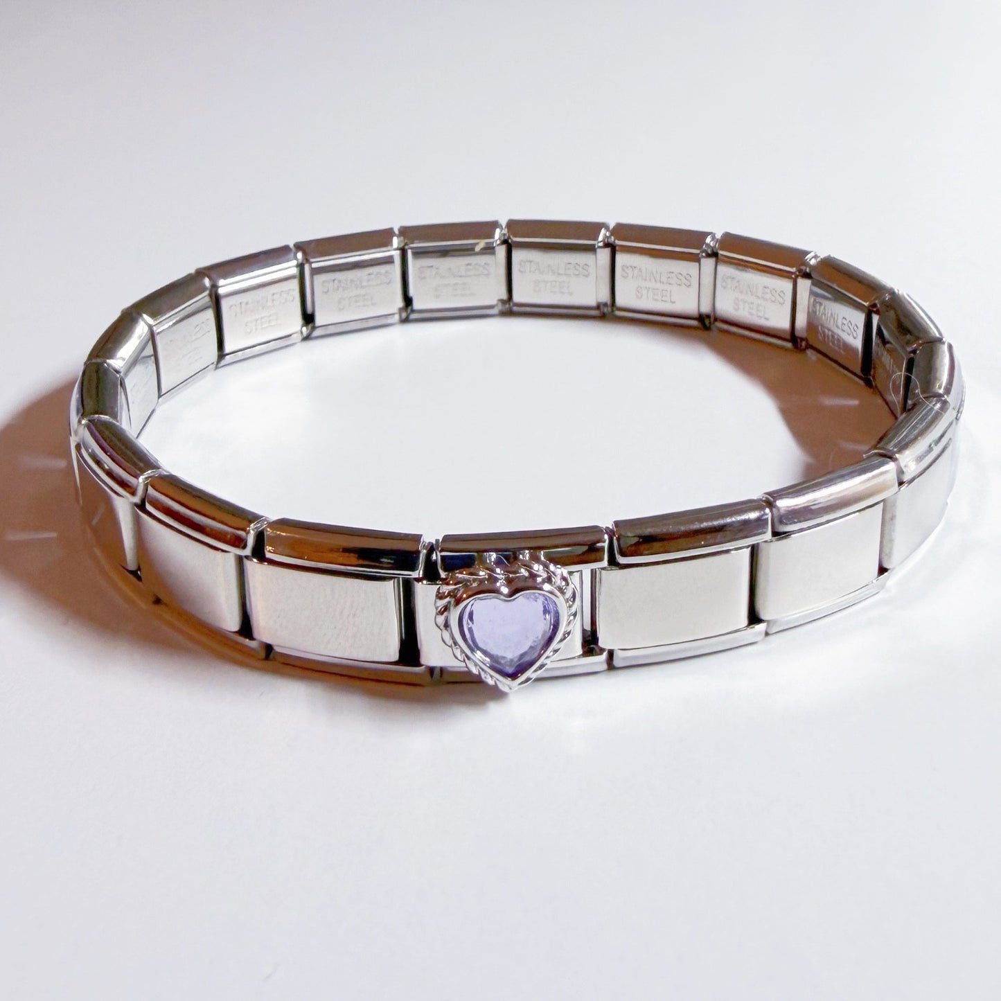 Pami Charms Stainless Steel Bracelet with a Heart Shaped Italian Charm for Personalised Accessories