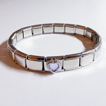 Pami Charms Stainless Steel Bracelet with a Heart Shaped Italian Charm for Personalised Accessories