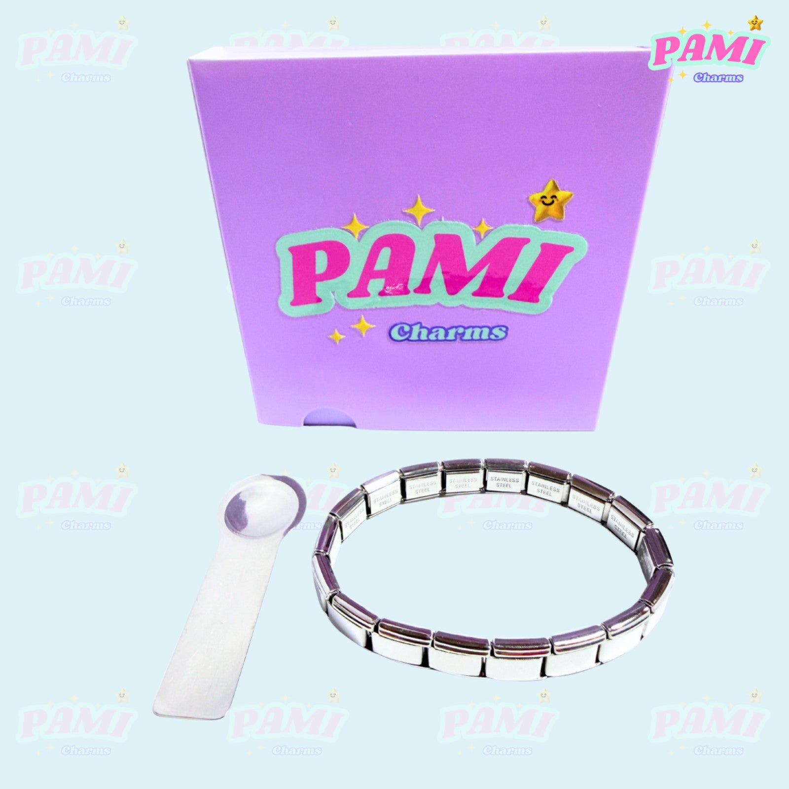Pami Charms Italian Charm Bracelet Kit with a charm removal tool and packaging