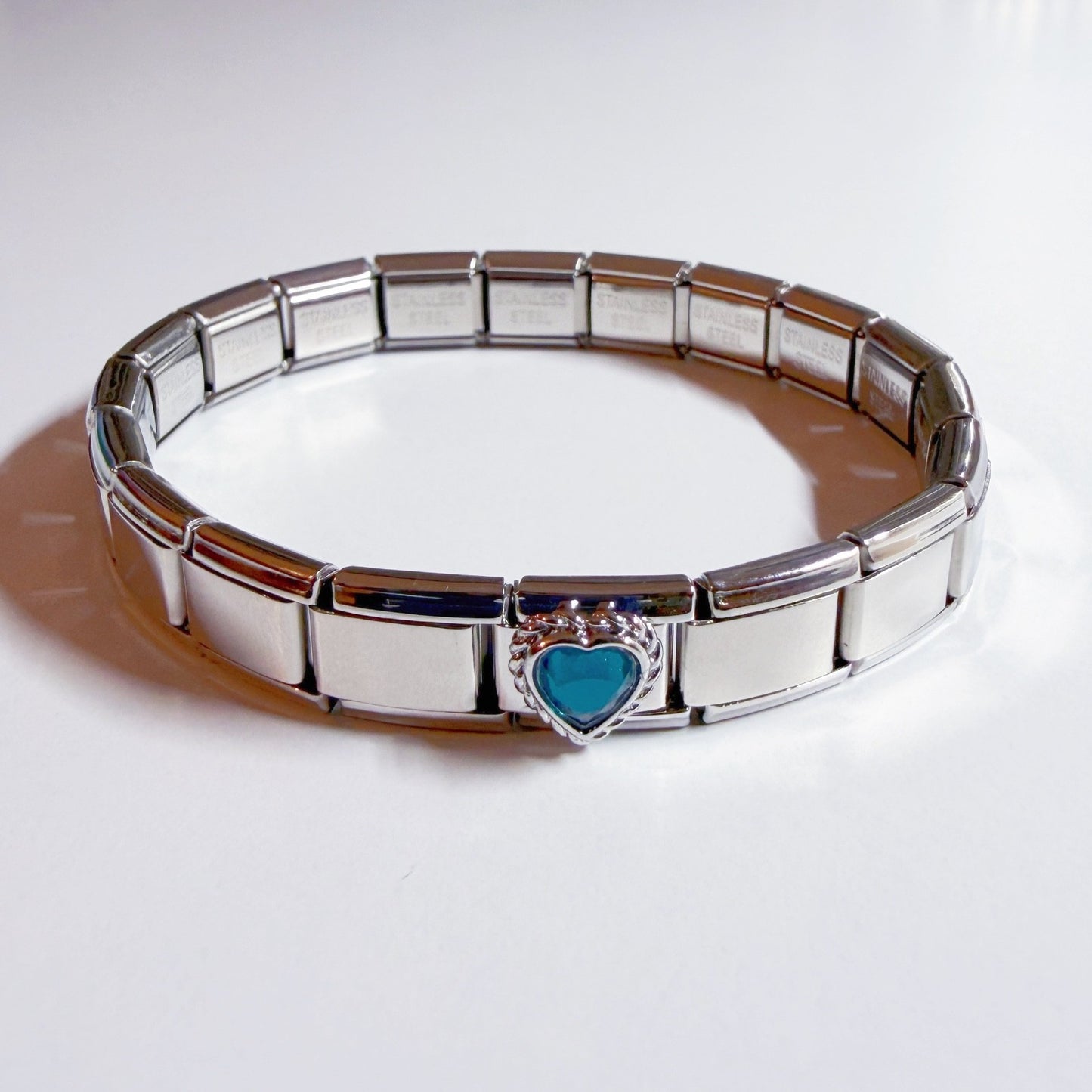 Pami Charms Silver Italian Charm Bracelet with Heart Pendant in the Centre