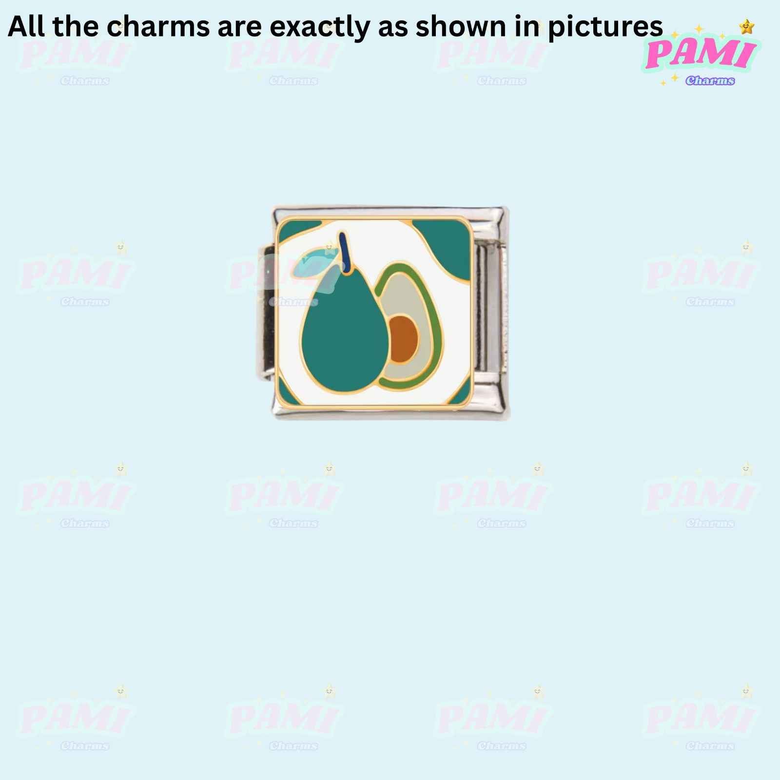 Pami Charms Italian charms avocado design stainless steel link charm