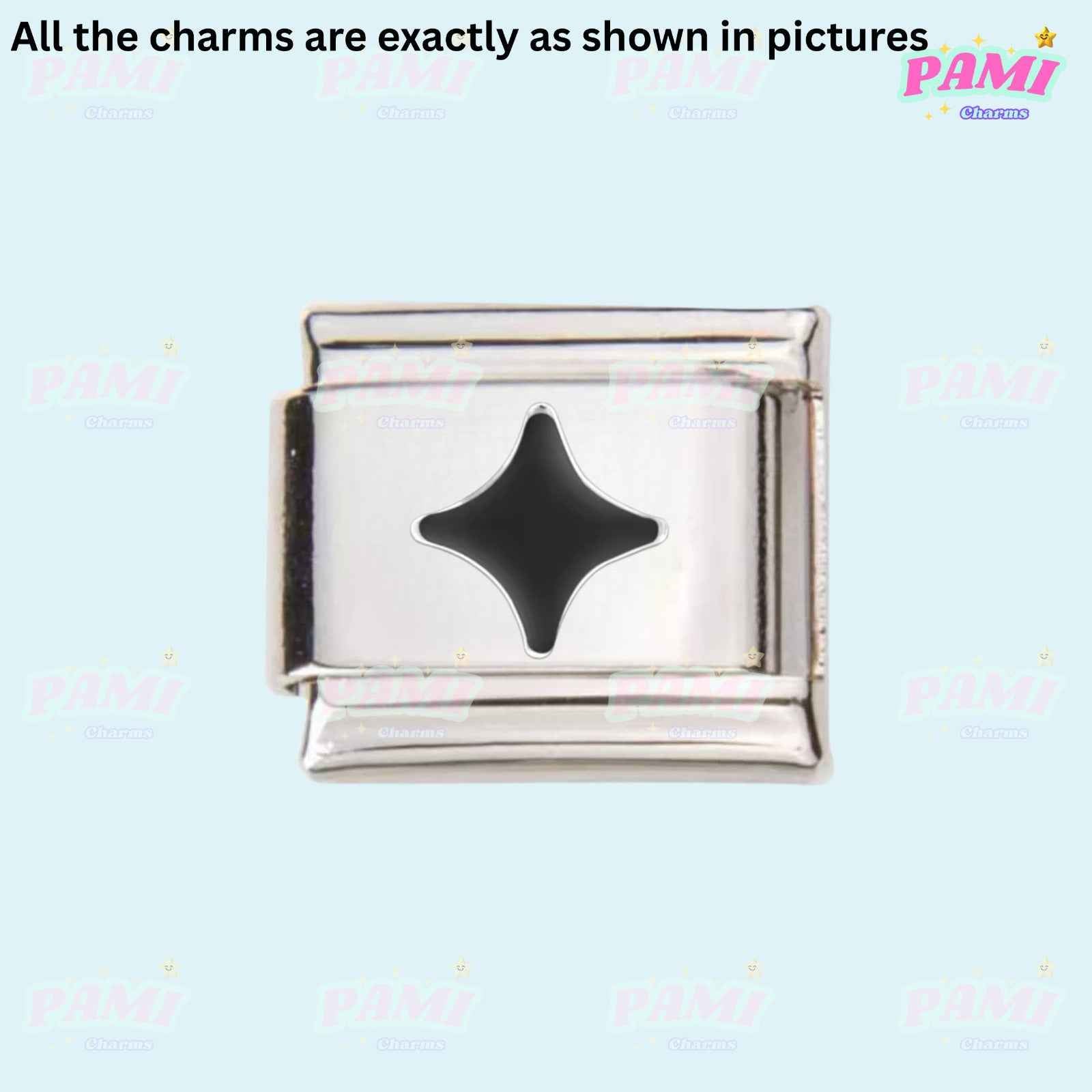 Pami Charms simple silver Italian charms link with cutout star shape design