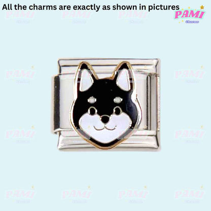 Pami Charms black and white dog face Italian charms link for charm bracelet