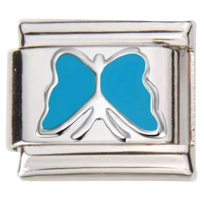 Pami Charms silver bracelet link with blue butterfly design italian charms accessory