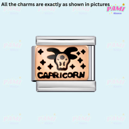 Pami Charms Capricorn Italian charm with a skull design and polished finish