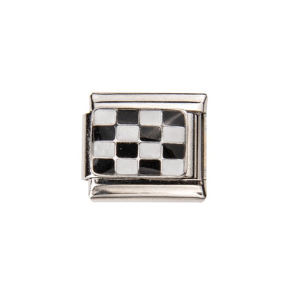 Pami Charms Italian Charms with Black and White Checkerboard Design for Charm Bracelets