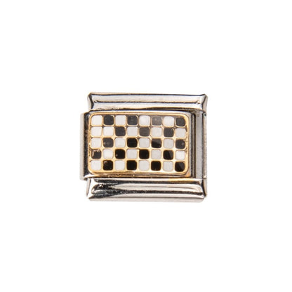 Pami Charms Italian charms with a checkerboard pattern in gold and silver finish