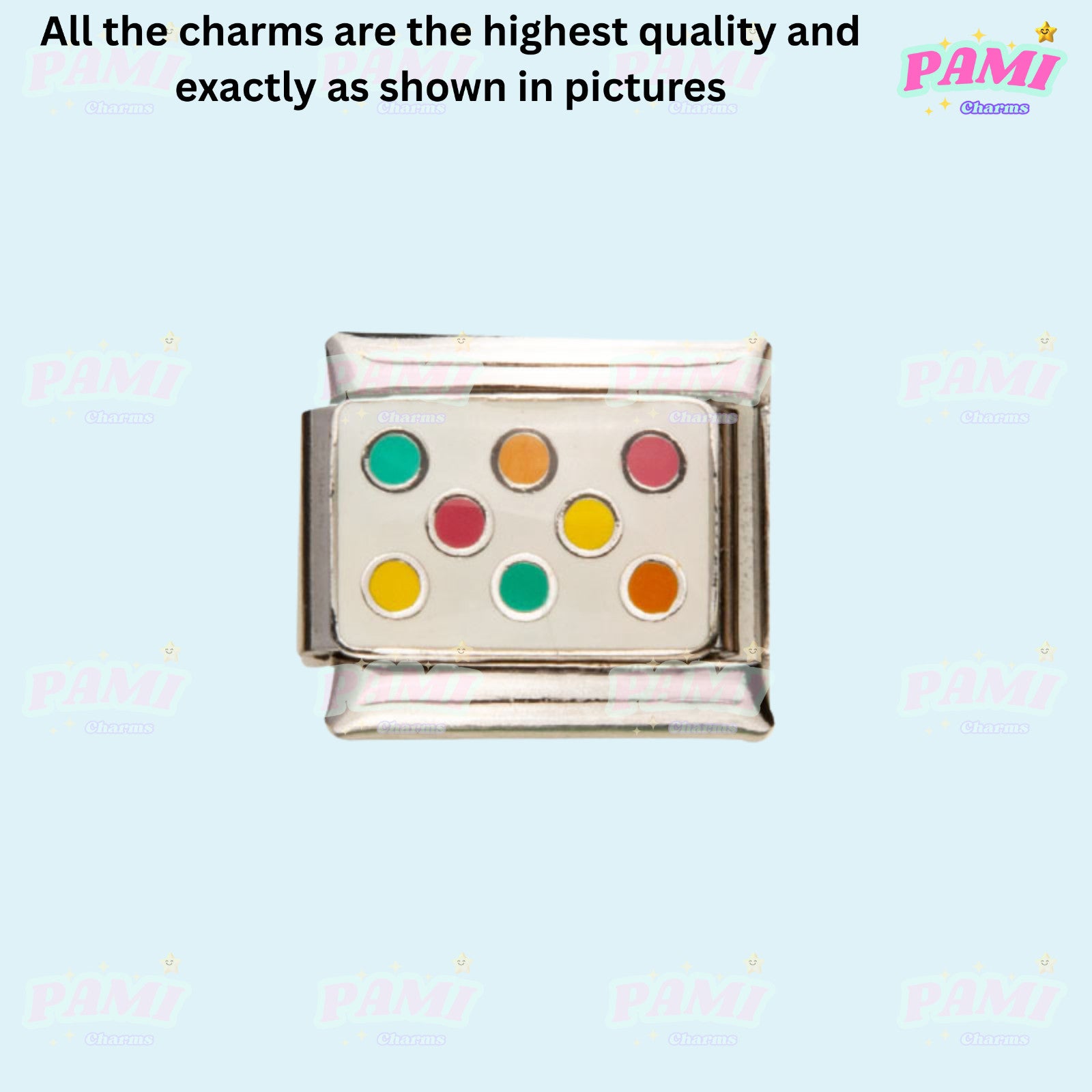 Pami Charms Italian charms metallic link with colorful dots design