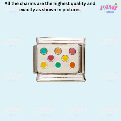 Pami Charms Italian charms metallic link with colorful dots design