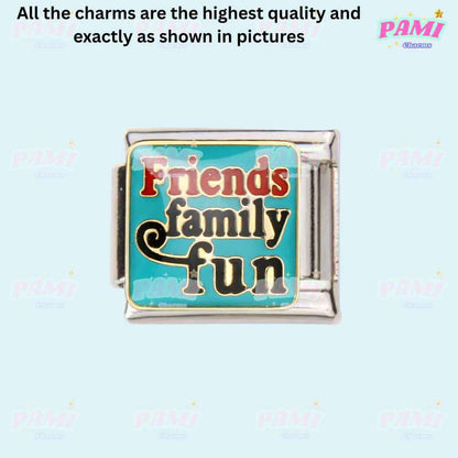 Pami Charms italian charms silver link with colorful Friends family fun design