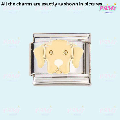 Pami Charms Italian charms dog face silver and gold tone for customizable bracelet