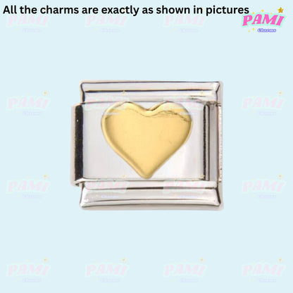Pami Charms Italian charms silver link with gold heart detail for charm bracelets