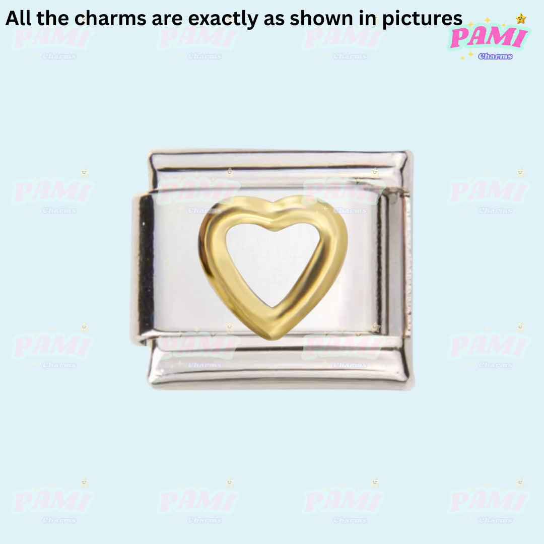 Pami Charms silver Italian charm with a gold heart design in the centre