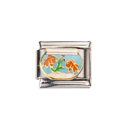 Pami Charms Italian Charms with Colourful Goldfish Design for Charm Bracelets