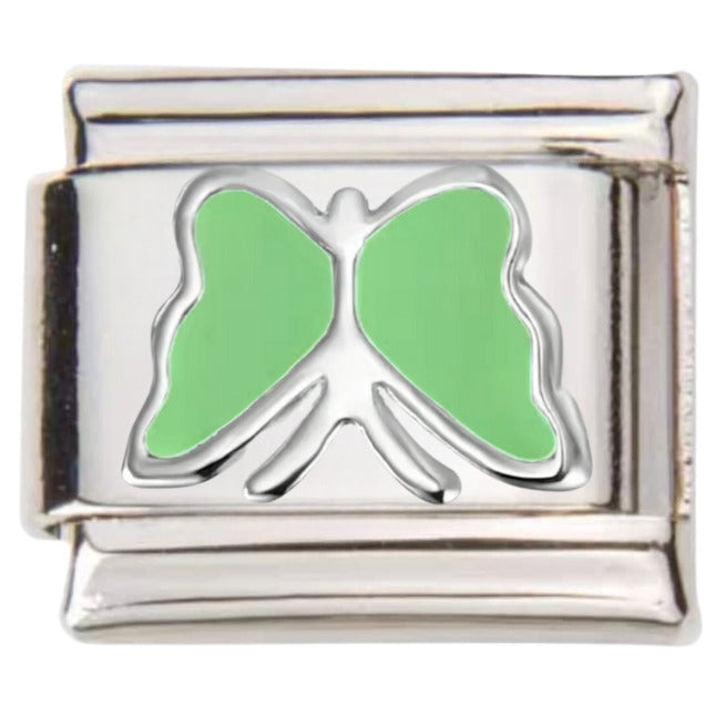 Pami Charms silver Italian charms with green butterfly enamel detail