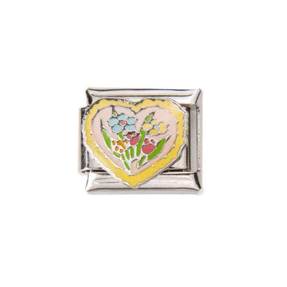 Pami Charms silver Italian charms with heart and colourful floral design for charm bracelets