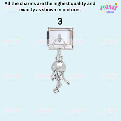 Silver jellyfish dangle charm by Pami Charms for italian charms bracelet