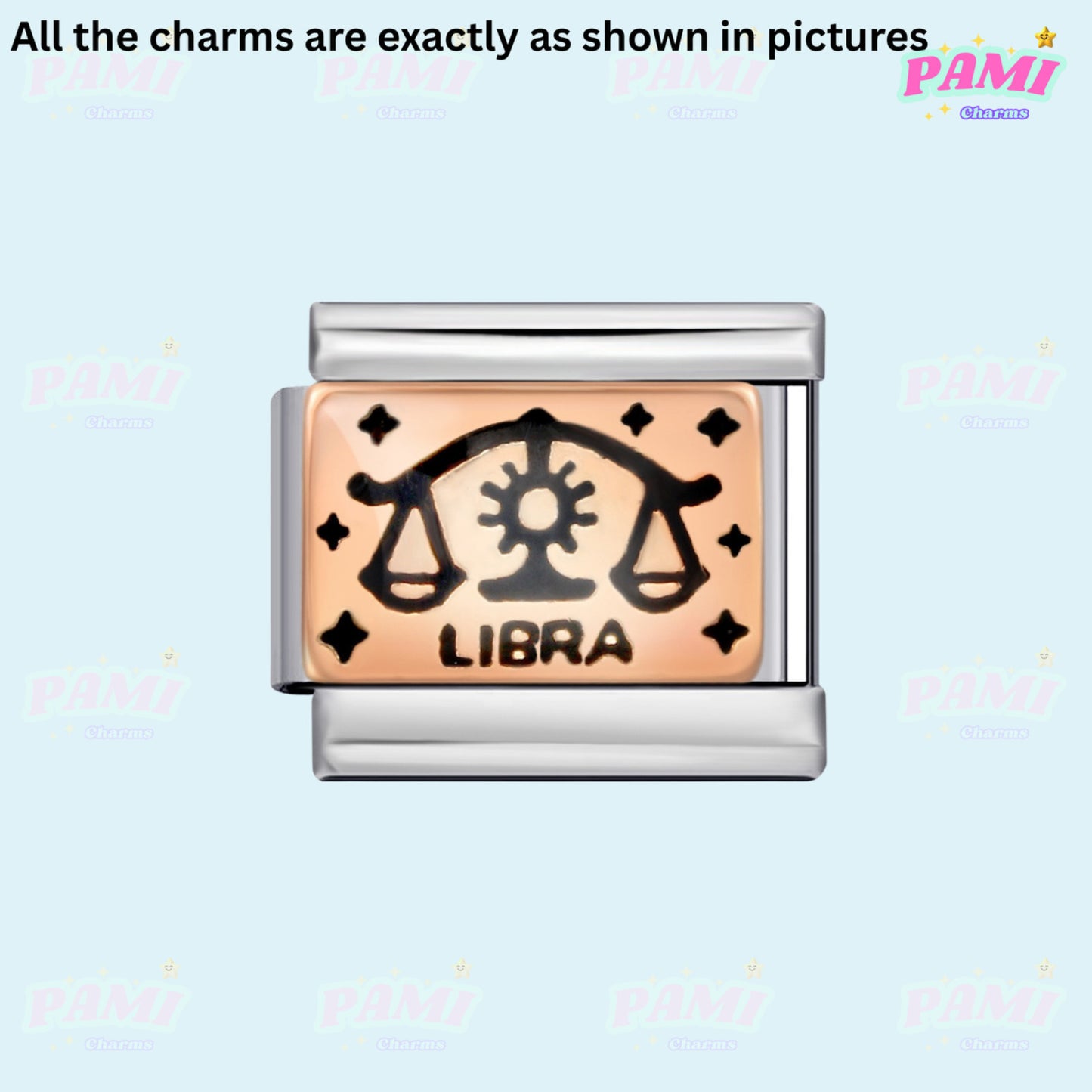 Pami Charms Libra Italian Charms with Balance Symbol and Elegant Design